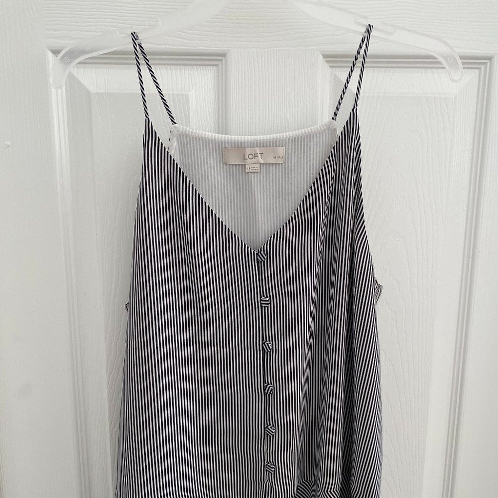 LOFT black and white striped buttoned tank top
